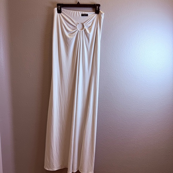 Naked Wardrobe Dress Size XL White Maxi Long Ring Detail Sleeveless Strapless - Picture 1 of 6